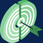 Green dartboard target with an arrow hitting the bullseye