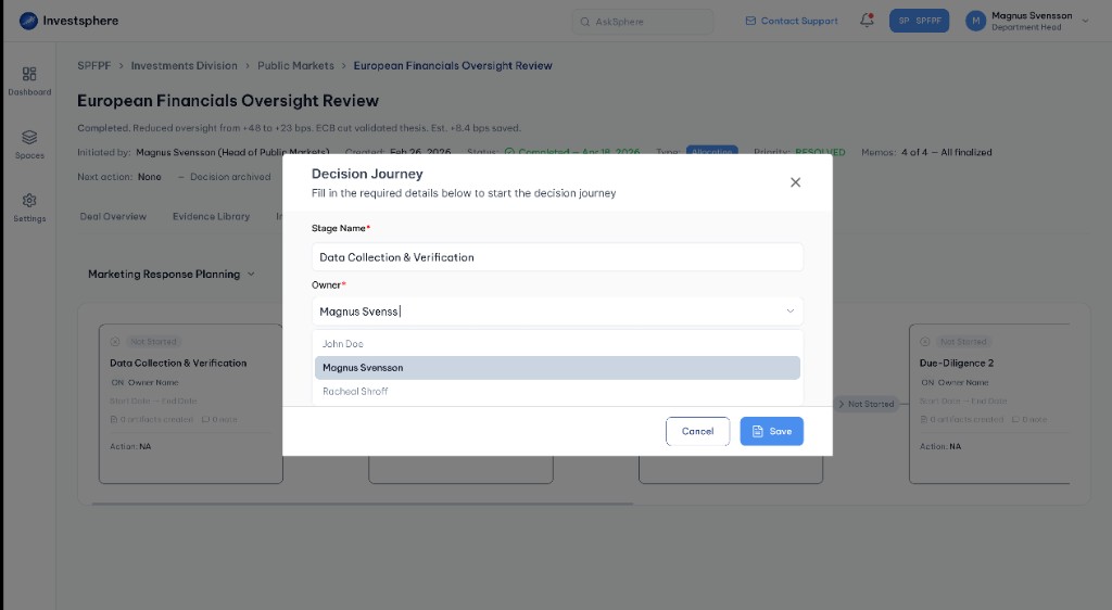 Add stage decision journey modal