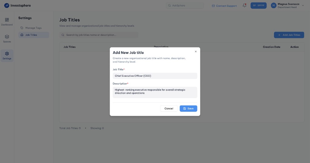 Fill job title details form