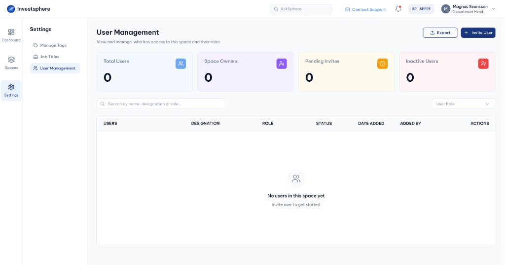 User Management empty state