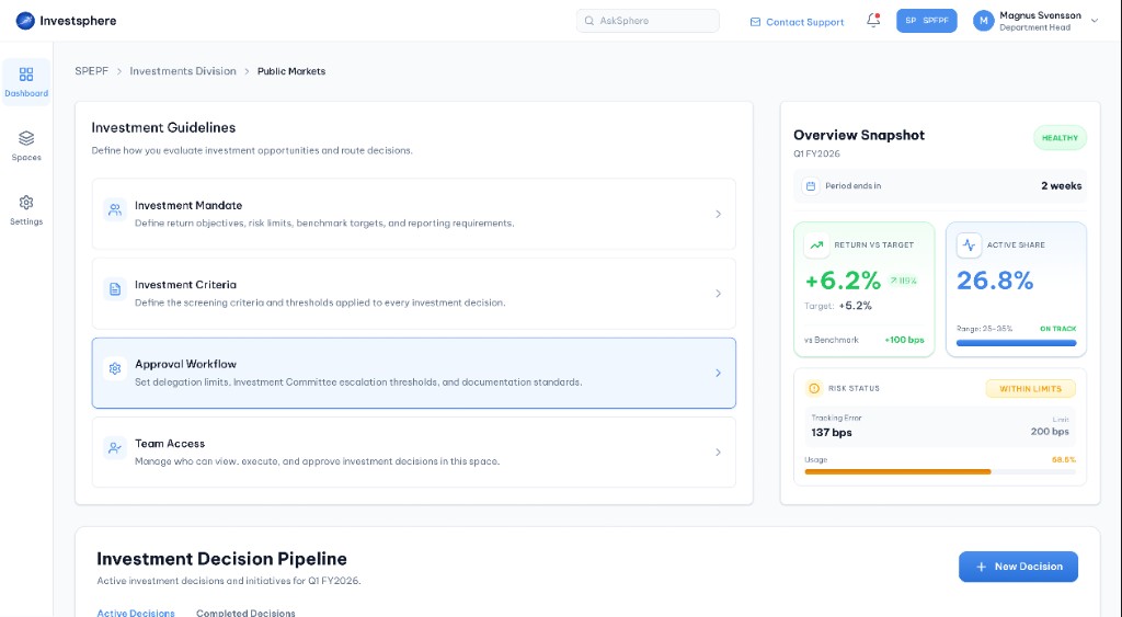 Approval Workflow in Investment Guidelines