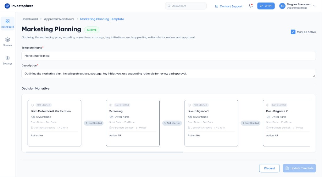 Existing workflow template with stages