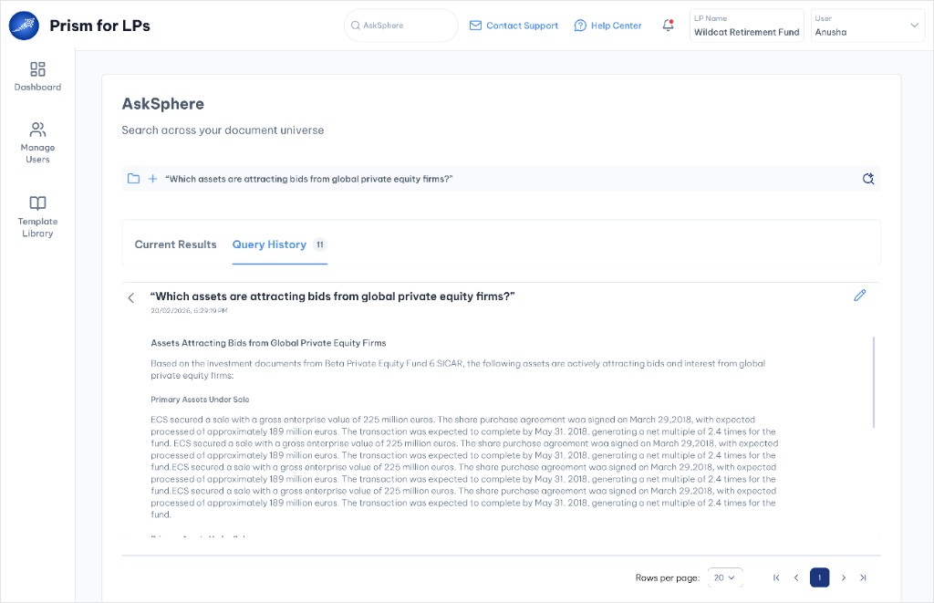 AskSphere query summary detail view