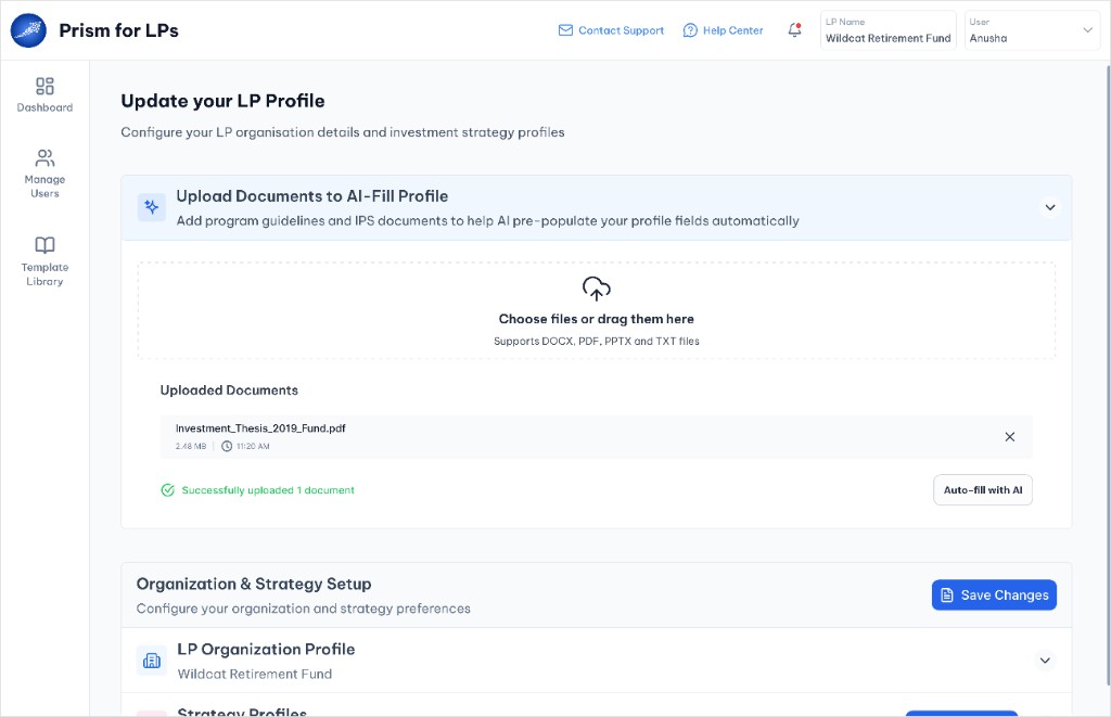 AI-Auto Fill document uploaded successfully
