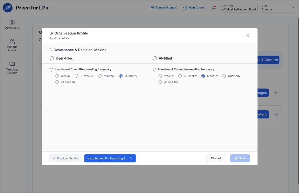 AI-Auto Fill comparison between user-filled and manual values