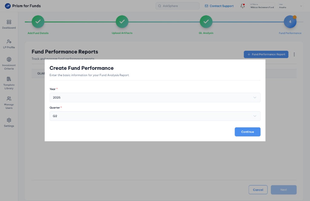 Submit FP report, completed modal