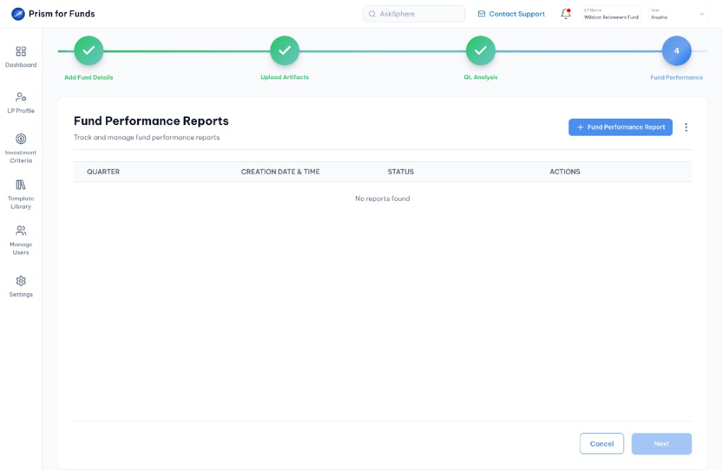 Create fund performance report, empty list