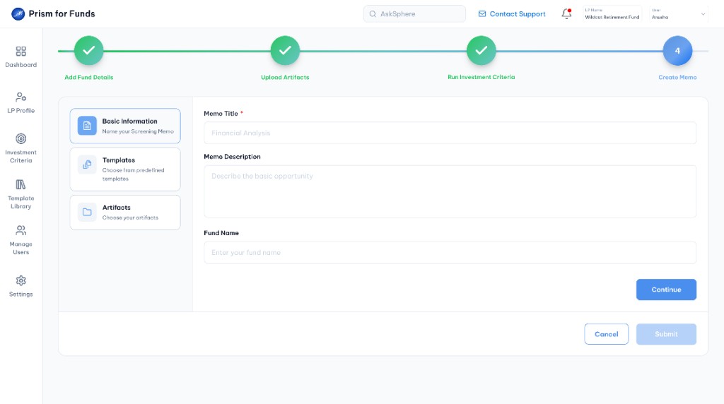 Create memo, basic information